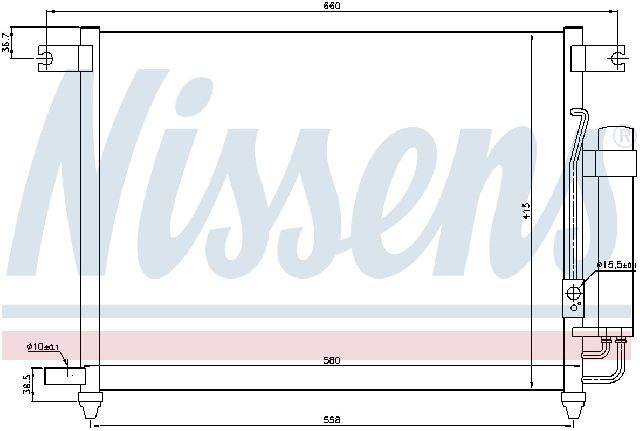 2004-2008 Chevrolet Aveo A/C Condenser and Receiver Drier Assembly (Nissens)