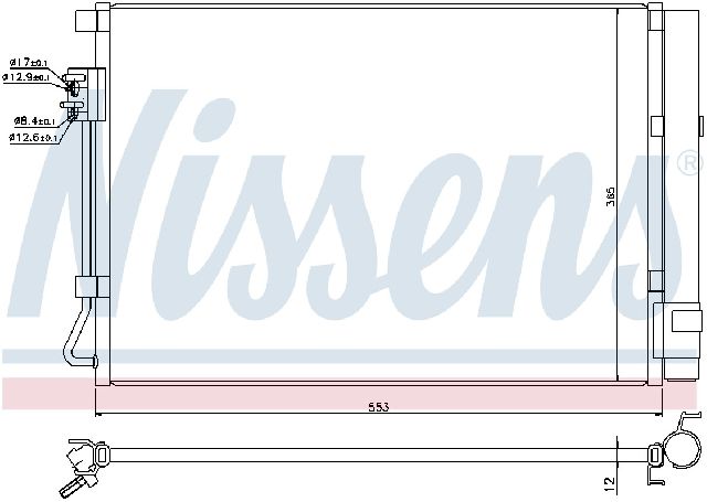 2012-2014 Hyundai Veloster A/C Condenser and Receiver Drier Assembly (Nissens)