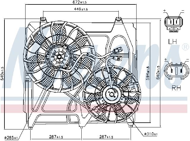 2003-2006 Kia Sorento A/C Condenser Fan Assembly (Nissens)