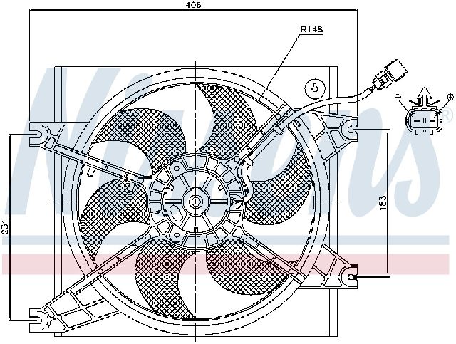 1995-2005 Hyundai Accent A/C Condenser Fan (Nissens)