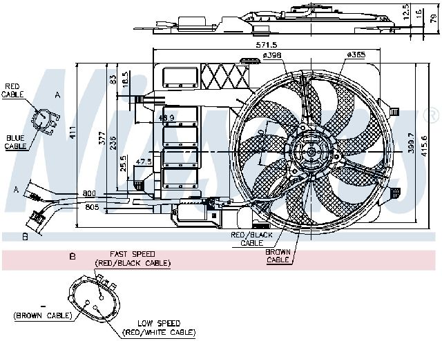2002-2003 Mini Cooper A/C Condenser Fan Assembly (Nissens)