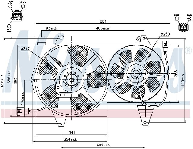 2000-2004 Volvo S40 A/C Condenser Fan Assembly - Left or Right (Nissens)