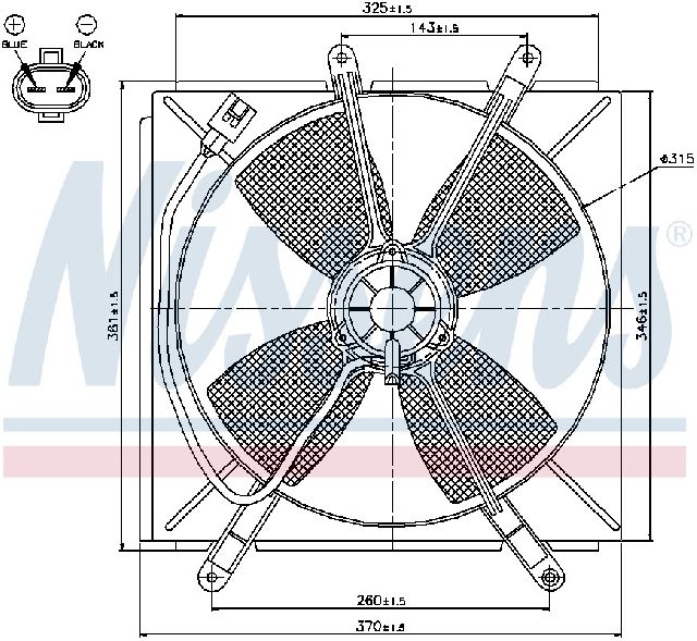 1990-1991 Lexus ES250 A/C Condenser Fan Assembly (Nissens)