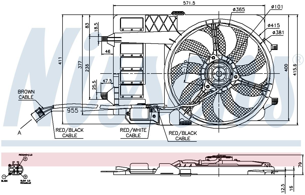 2008, 2007, 2006, 2005, 2004, 2003, 2002 Mini Cooper A/C Condenser Fan Assembly