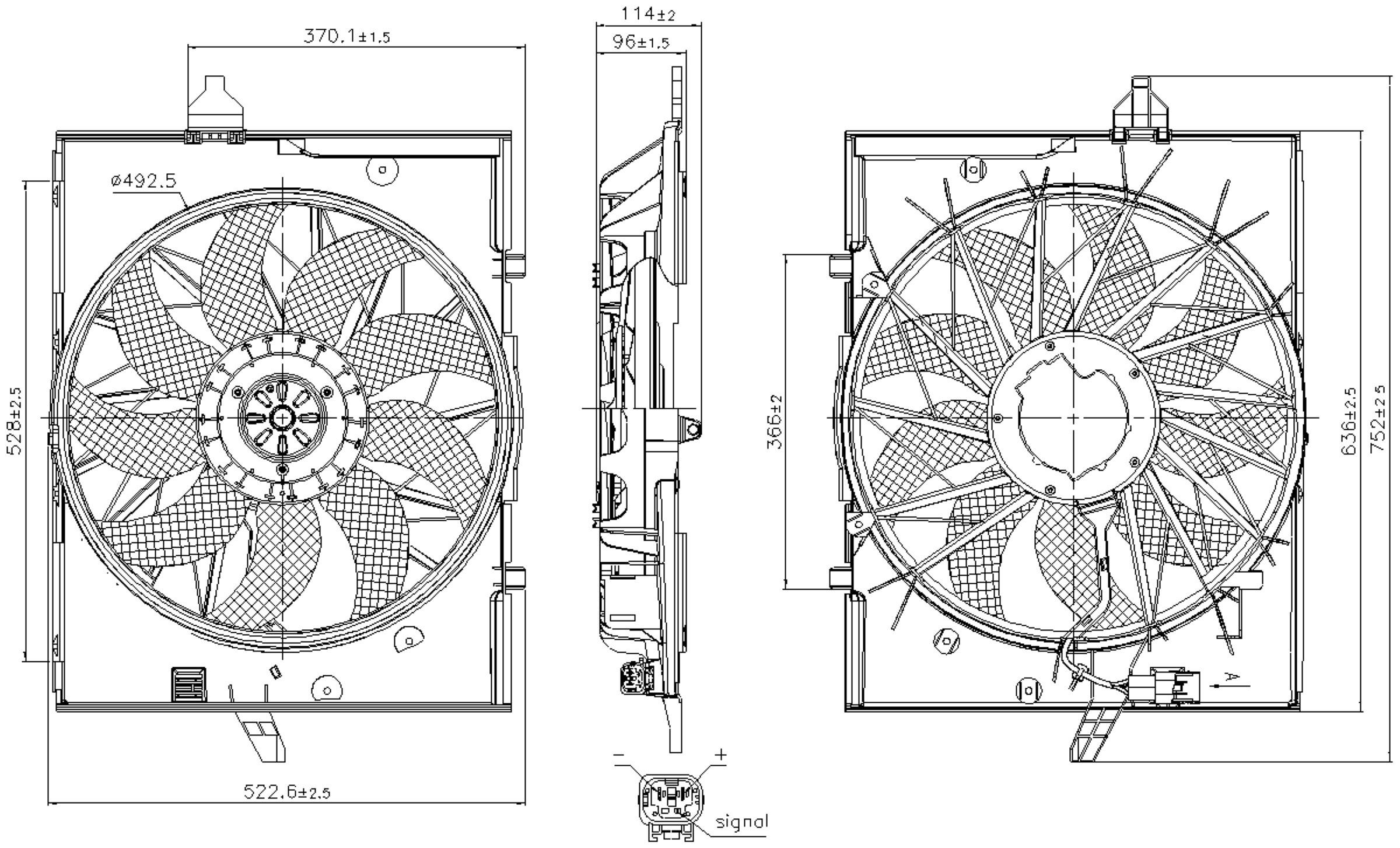 2010, 2009, 2008 BMW 528i Engine Cooling Fan Assembly