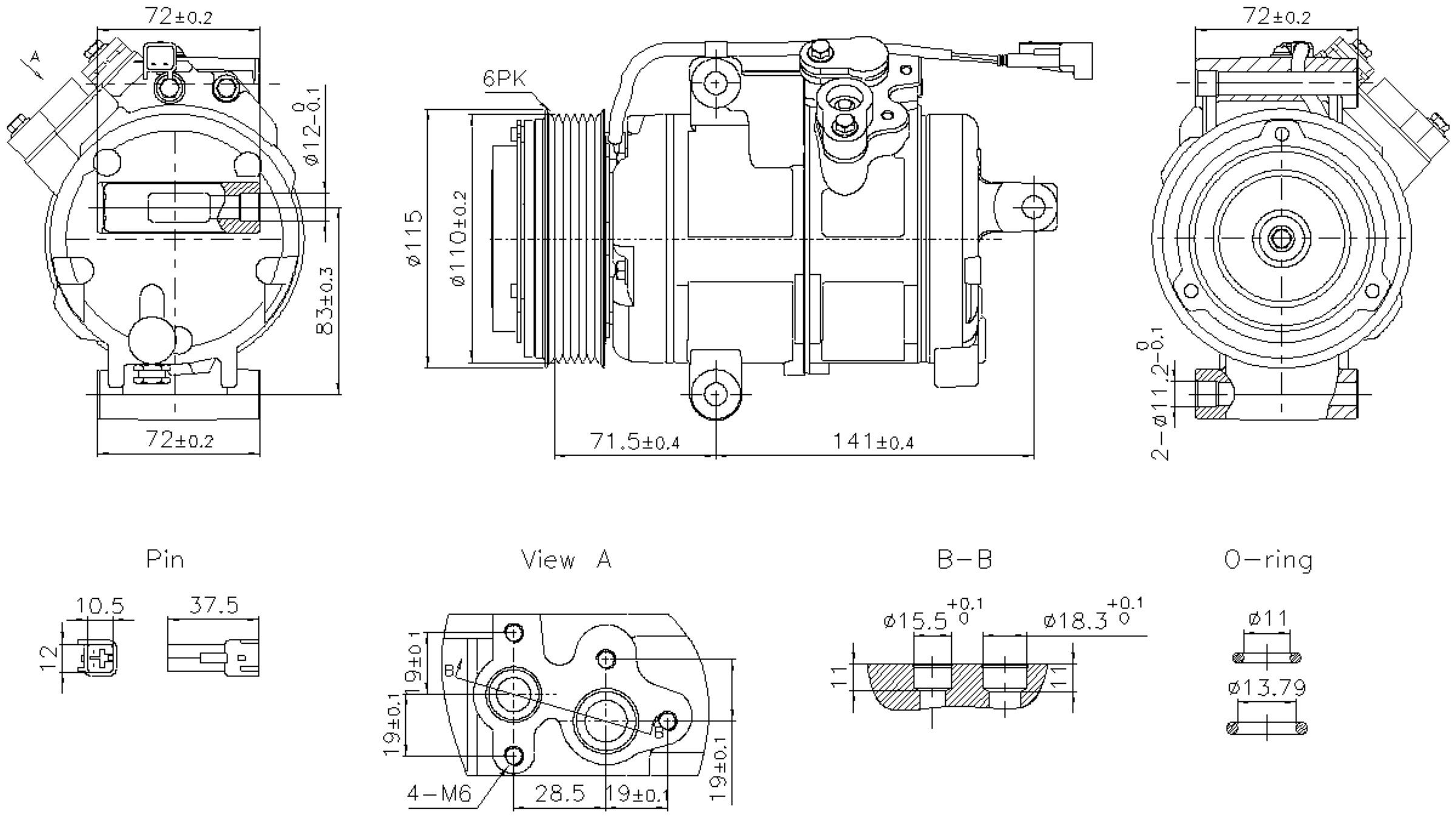 2010, 2009, 2008, 2007 Ford Edge A/C Compressor