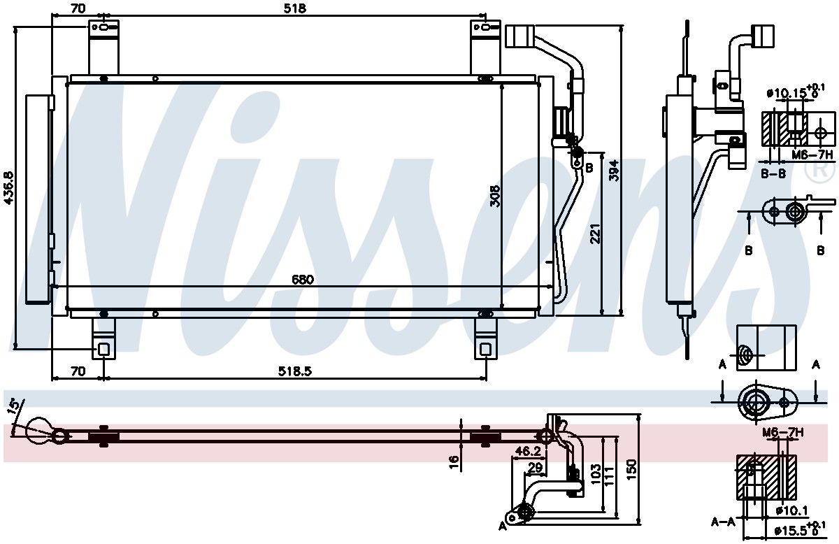 2008, 2007, 2006, 2005, 2004, 2003 Mazda 6 A/C Condenser and Receiver Drier Assembly