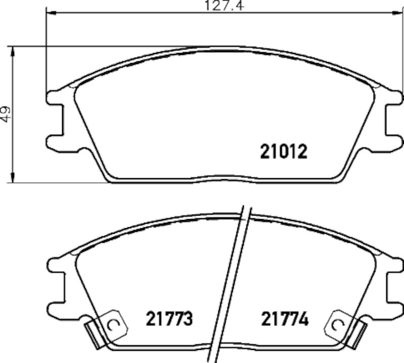 1994, 1993, 1992, 1991, 1990, 1989, 1988, 1987, 1986 Hyundai Excel Disc Brake Pad Set