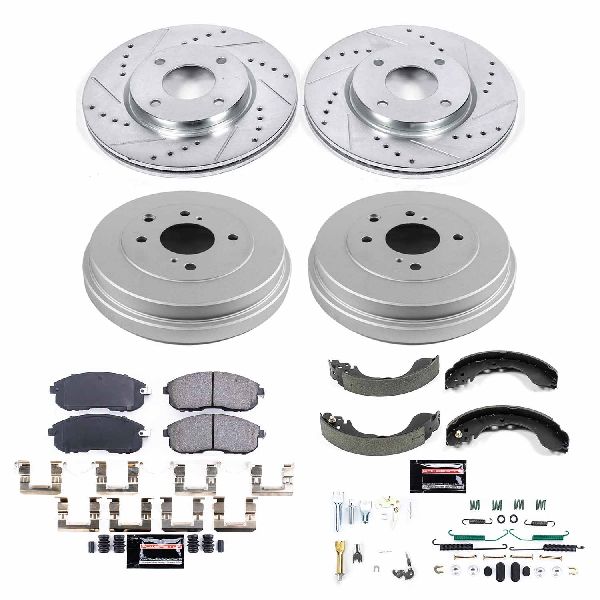 2007-2012 Nissan Versa Disc Brake Pad and Rotor / Drum Brake Shoe and Dru - Front and Rear (Powerstop)