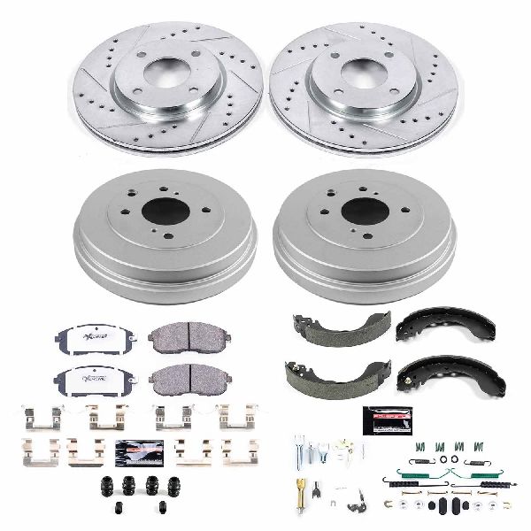 2007-2012 Nissan Versa Disc Brake Pad and Rotor / Drum Brake Shoe and Dru - Front and Rear (Powerstop)