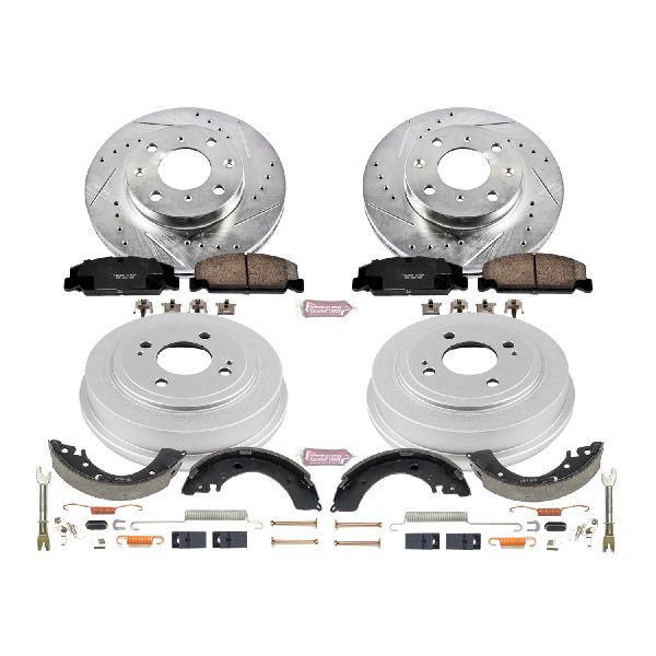 1996-2000 Honda Civic Disc Brake Pad and Rotor / Drum Brake Shoe and Dru - Front and Rear (Powerstop)