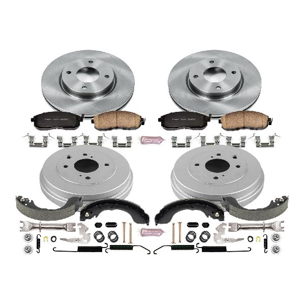 2007-2012 Nissan Versa Disc Brake Pad and Rotor / Drum Brake Shoe and Dru - Front and Rear (Powerstop)