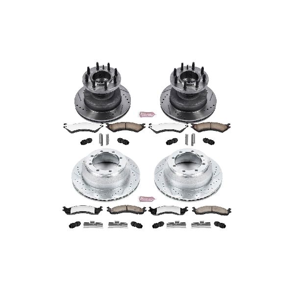 1999-2002 Ford E-350 Econoline Club Wagon Disc Brake Kit - Front and Rear (Powerstop)