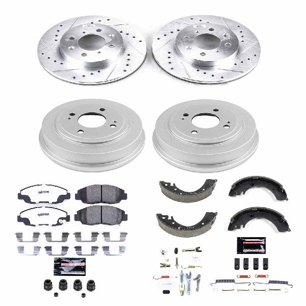 1996-2001 Honda Civic Disc Brake Pad and Rotor / Drum Brake Shoe and Dru - Front and Rear (Powerstop)