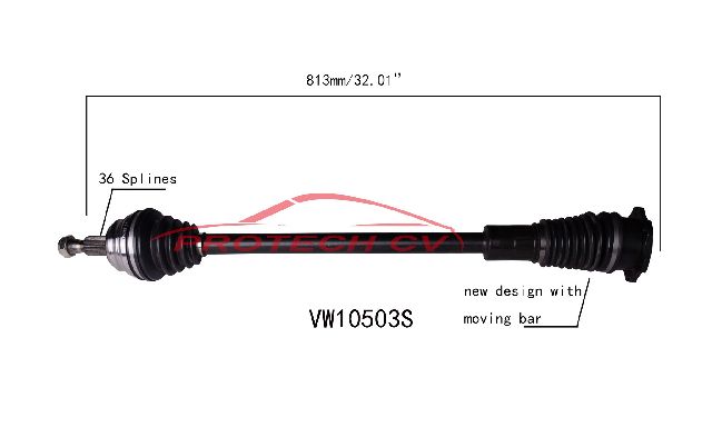 2003-2005 Volkswagen Jetta CV Axle Assembly - Front Right (Protech CV)