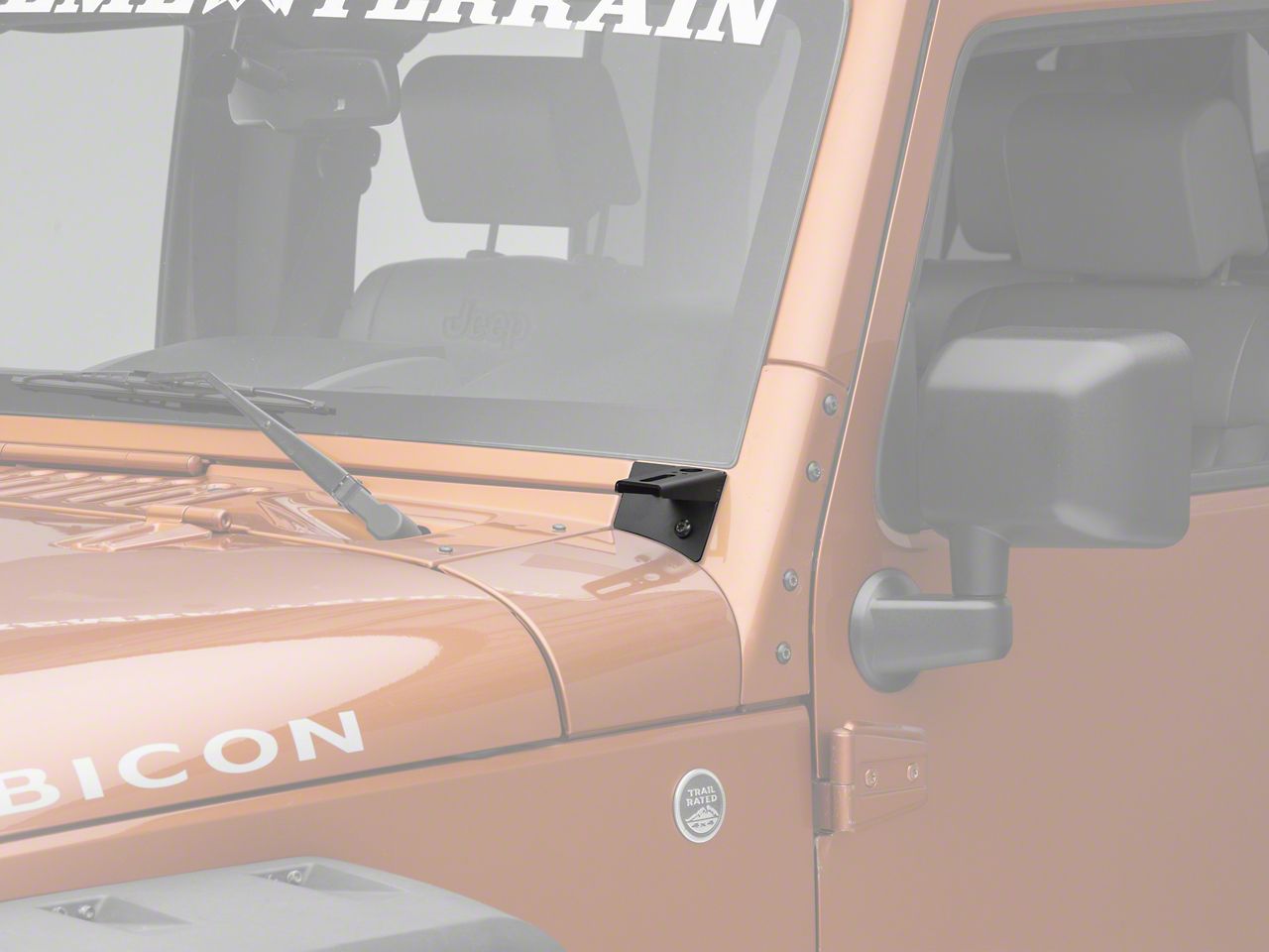2017, 2016, 2015, 2014, 2013, 2012, 2011, 2010, 2009, 2008, 2007 Jeep Wrangler Auxiliary Light Mounting Bracket