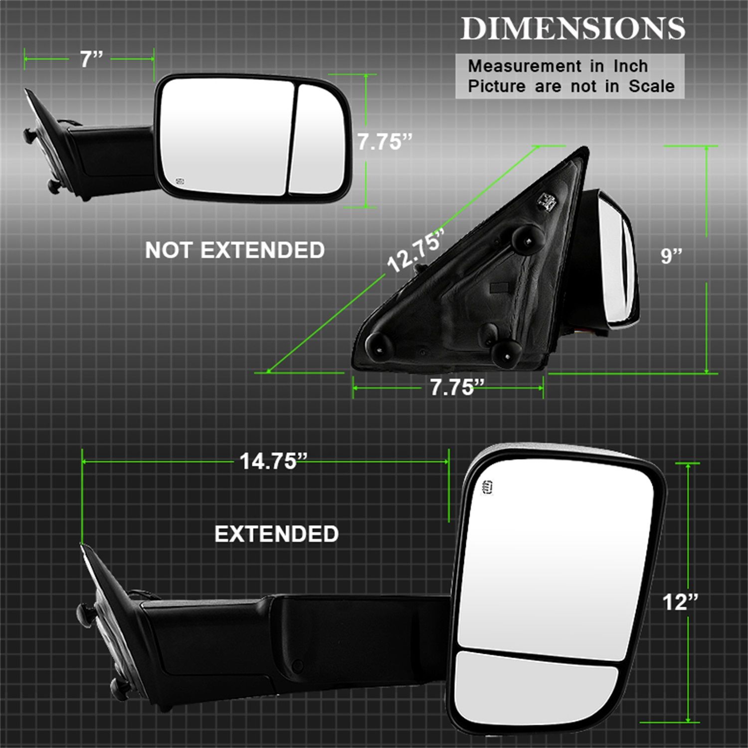 2012, 2011 Ram 3500 1500 Door Mirror