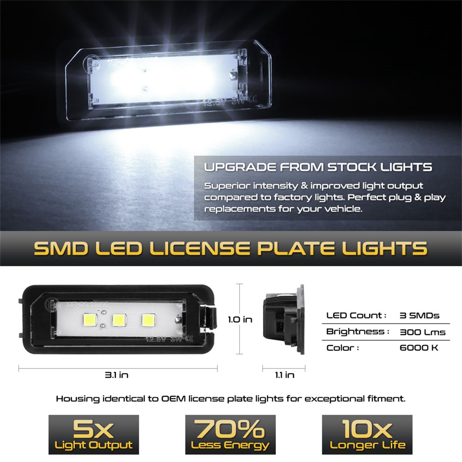 2009, 2008, 2007, 2006 Volkswagen Rabbit Boxster License Plate Light