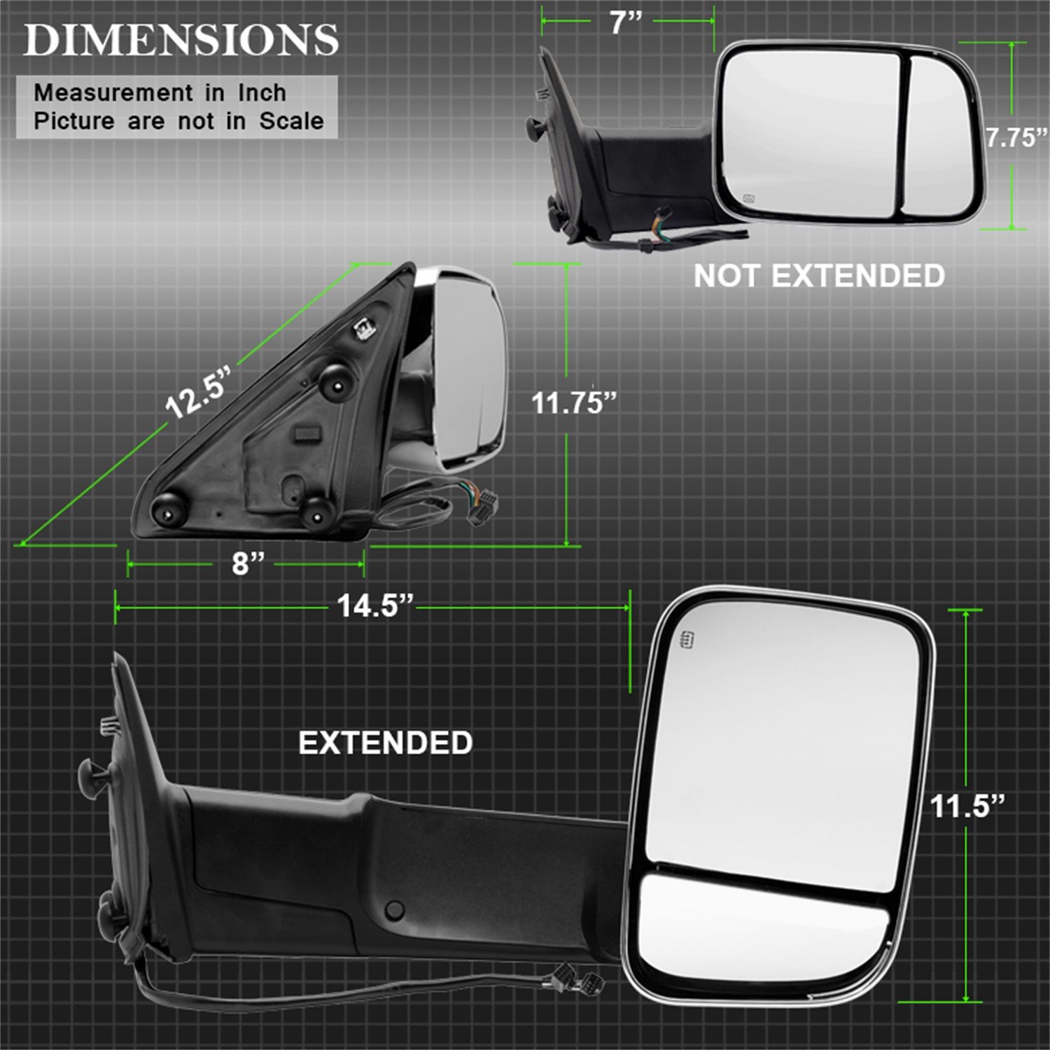 2012, 2011 Ram 2500 1500 Door Mirror