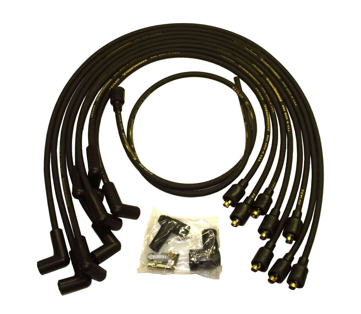 Taylor Spark Plug Wires StreeThunder Spiro-Wound 8mm Blk Straight Boots 51052