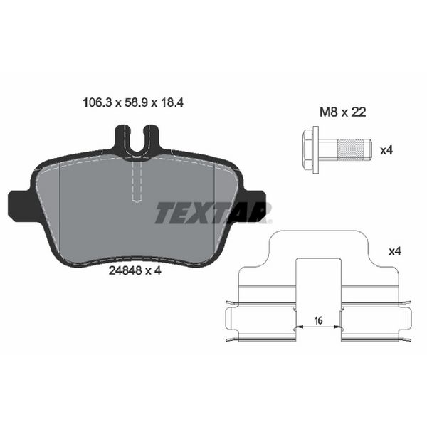 2015-2020 Mercedes-Benz GLA250 Disc Brake Pad Set - Rear (Textar)