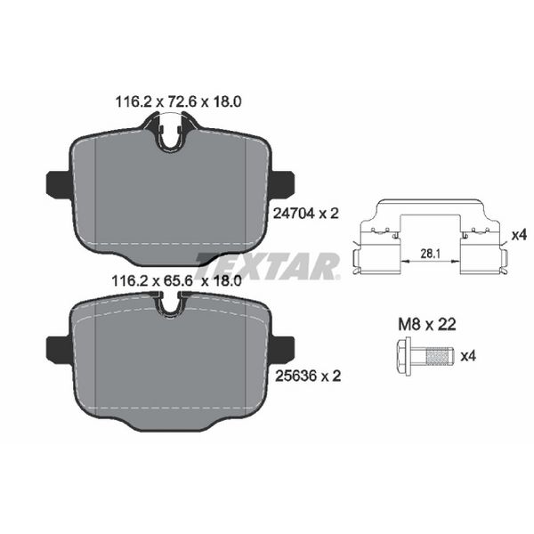 2018-2024 BMW X3 Disc Brake Pad Set - Rear (Textar)