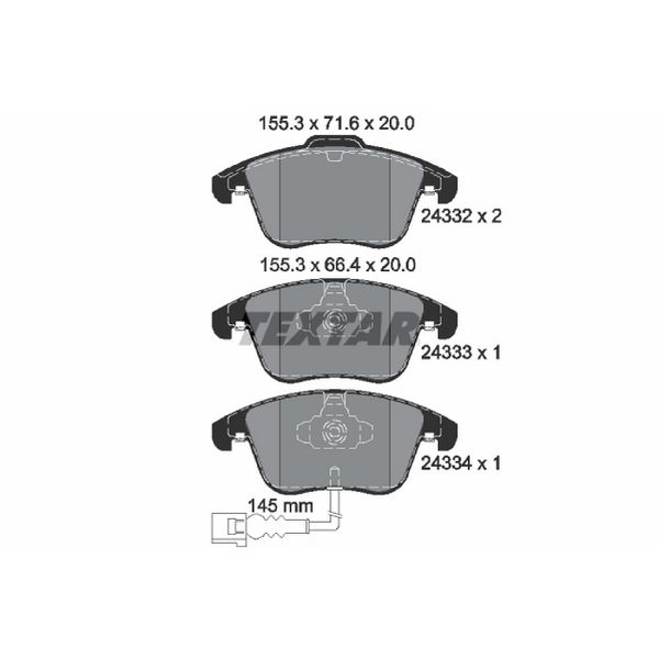 2009-2017 Volkswagen Tiguan Disc Brake Pad Set - Front (Textar)