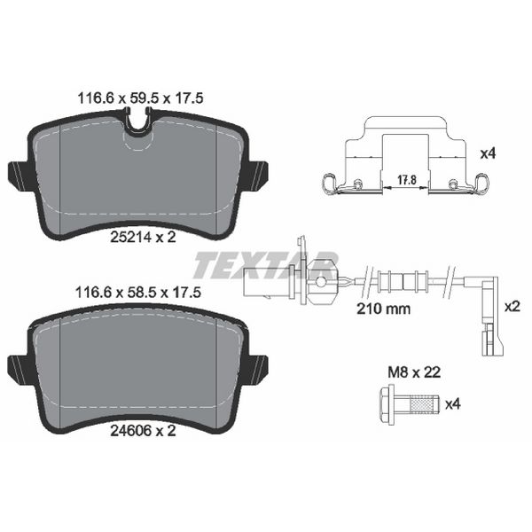 2012-2018 Audi A6 Disc Brake Pad Set - Rear (Textar)