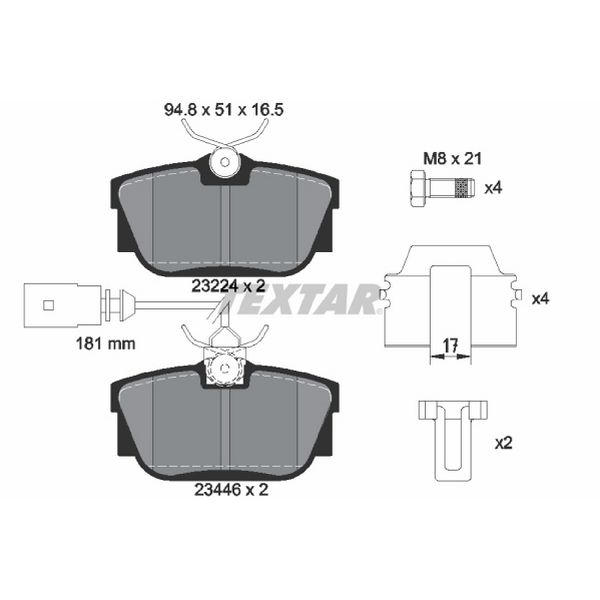 1999-2003 Volkswagen EuroVan Disc Brake Pad Set - Rear (Textar)