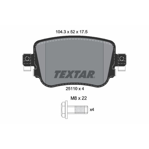 2015-2021 Volkswagen GTI Disc Brake Pad Set - Rear (Textar)