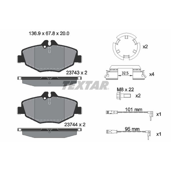 2006-2009 Mercedes-Benz E350 Disc Brake Pad Set - Front (Textar)