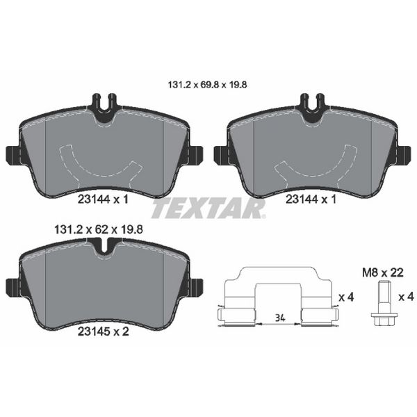 2003-2005 Mercedes-Benz CLK320 Disc Brake Pad Set - Front (Textar)