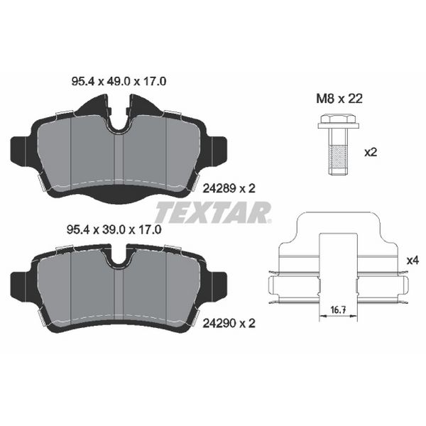 2006-2016 Mini Cooper Disc Brake Pad Set - Rear (Textar)