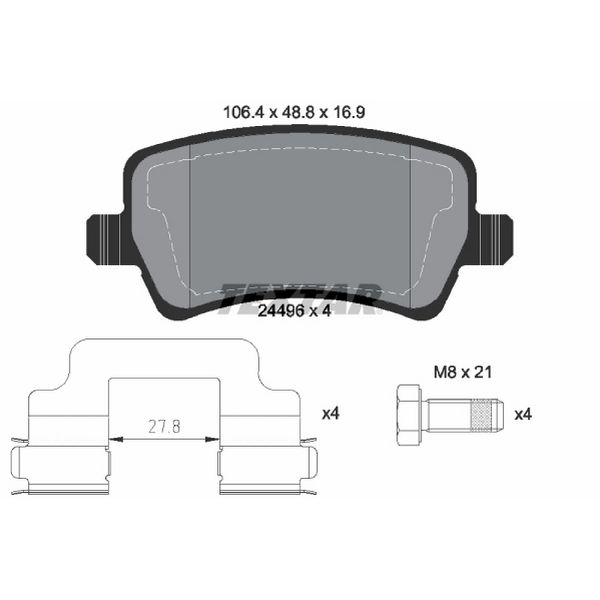 2007-2016 Volvo S80 Disc Brake Pad Set - Rear (Textar)