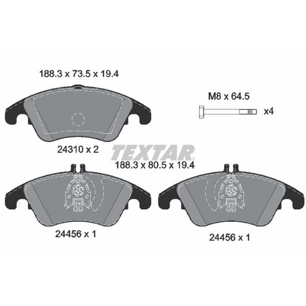 2013-2014 Mercedes-Benz C300 Disc Brake Pad Set - Front (Textar)