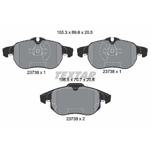 2003-2011 Saab 9-3 Disc Brake Pad Set - Front (Textar)