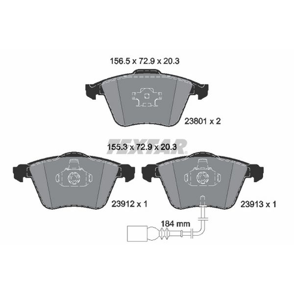 2004-2013 Audi A3 Disc Brake Pad Set - Front (Textar)