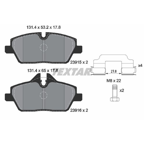 2007-2023 Mini Cooper Disc Brake Pad Set - Front (Textar)