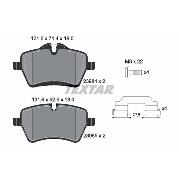 2002-2015 Mini Cooper Disc Brake Pad Set - Front (Textar)