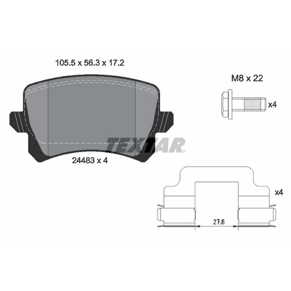 2009-2017 Volkswagen CC Disc Brake Pad Set - Rear (Textar)