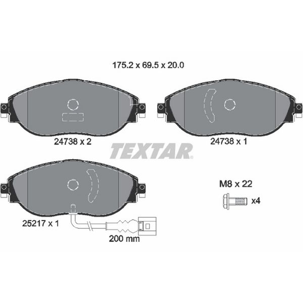 2022-2023 Audi A3 Disc Brake Pad Set - Front (Textar)