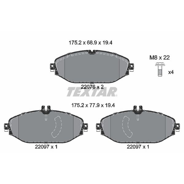 2015-2023 Mercedes-Benz C300 Disc Brake Pad Set - Front (Textar)