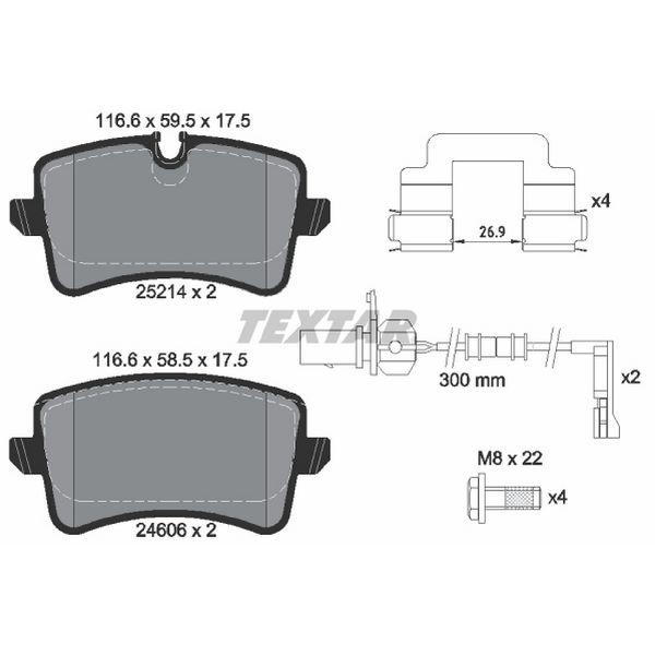2013-2018 Audi S8 Disc Brake Pad Set - Rear (Textar)
