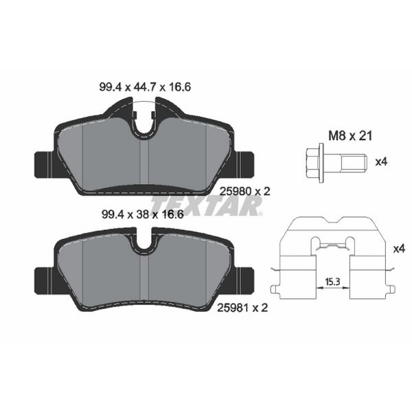 2014-2023 Mini Cooper Disc Brake Pad Set - Rear (Textar)