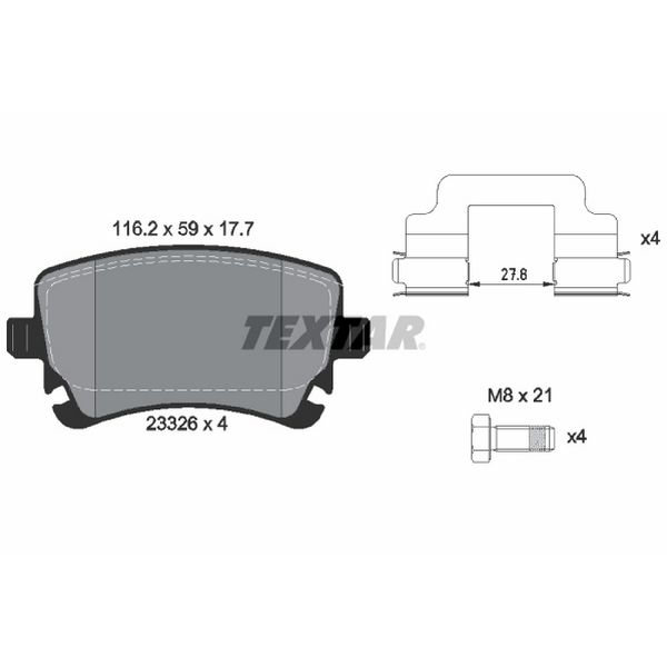 2006-2011 Audi A6 Disc Brake Pad Set - Rear (Textar)