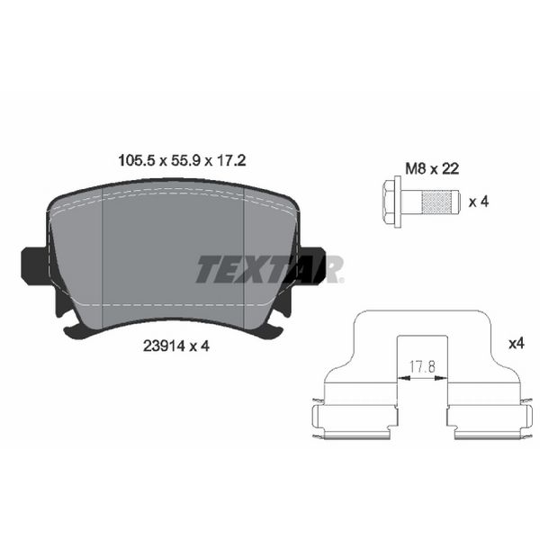 2006-2011 Audi A6 Disc Brake Pad Set - Rear (Textar)