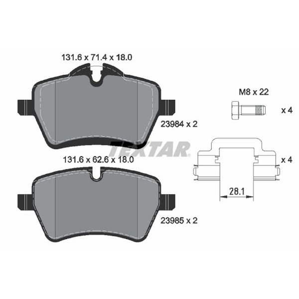 2002-2015 Mini Cooper Disc Brake Pad Set - Front or Rear (Textar)