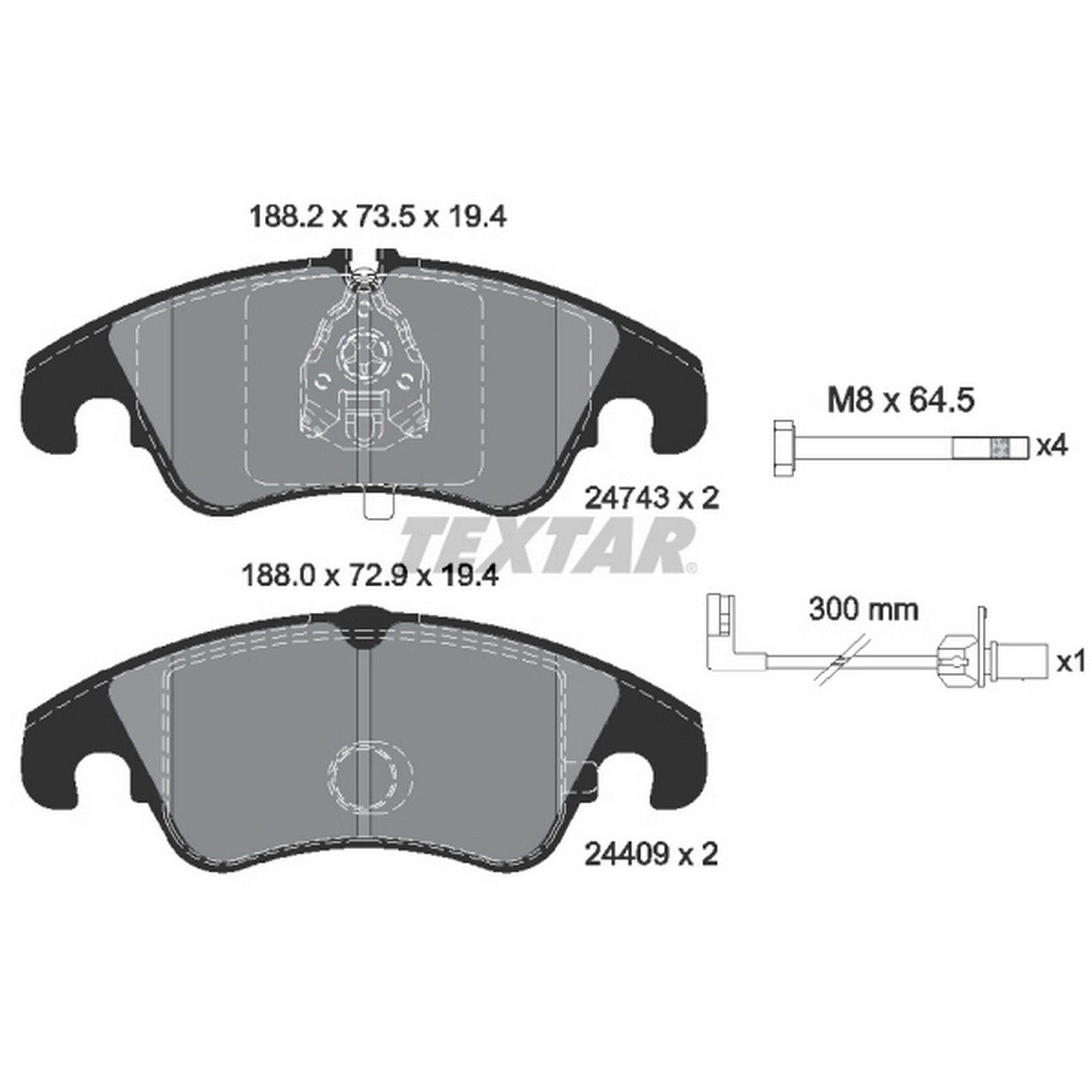 2017, 2016, 2015, 2014, 2013, 2012, 2011, 2010, 2009, 2008 Audi S5 Disc Brake Pad Set
