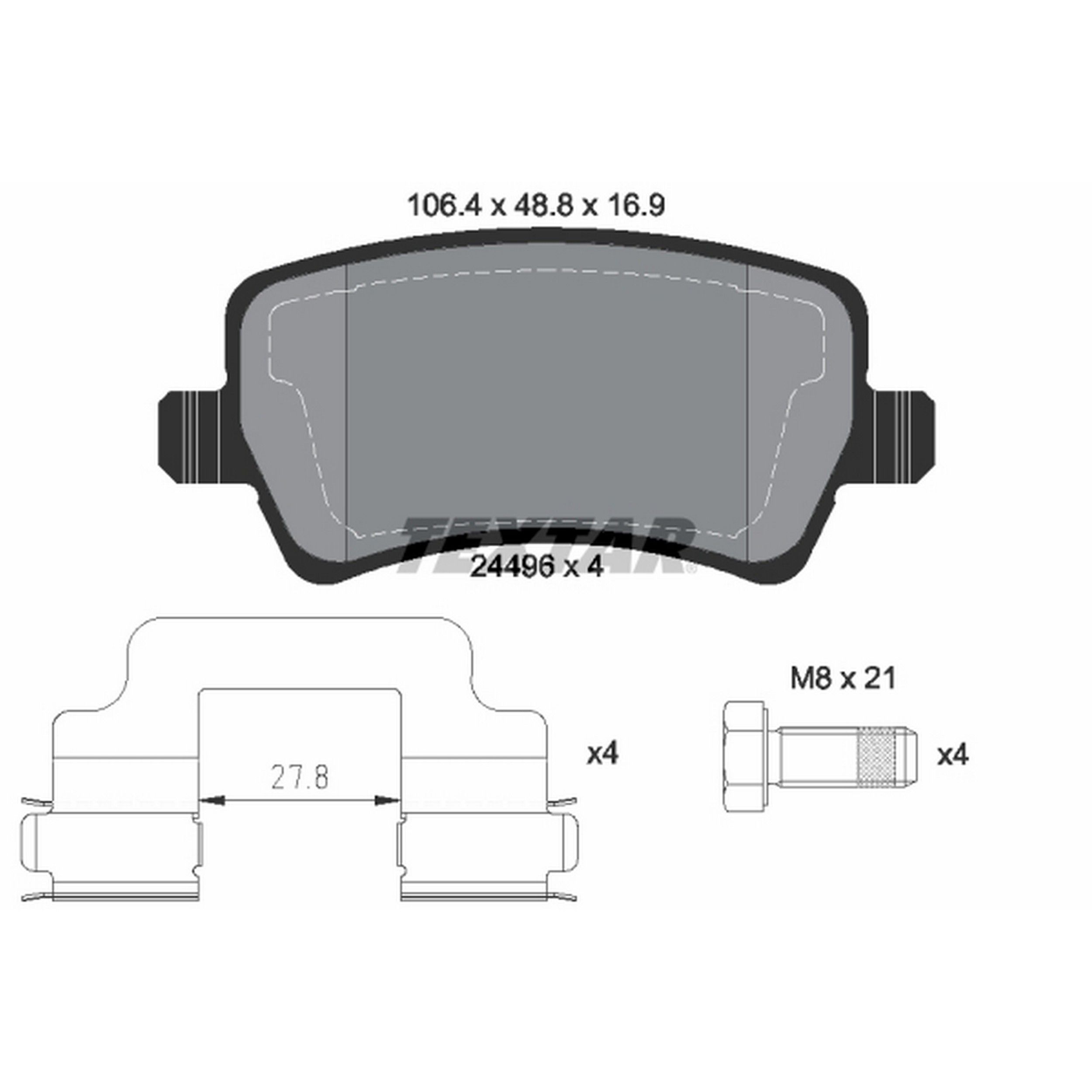 2016, 2015, 2014, 2013, 2012, 2011, 2010, 2009, 2008, 2007 Volvo S80 Disc Brake Pad Set