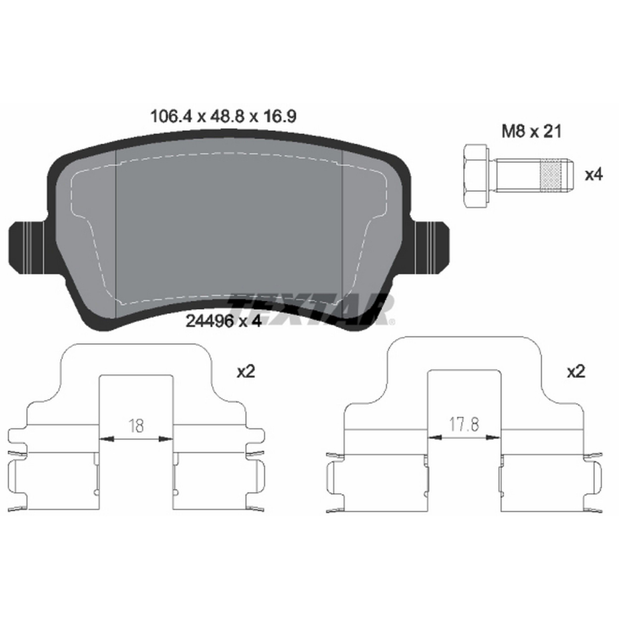 2016, 2015, 2014, 2013, 2012, 2011, 2010, 2009, 2008, 2007 Volvo S80 Disc Brake Pad Set